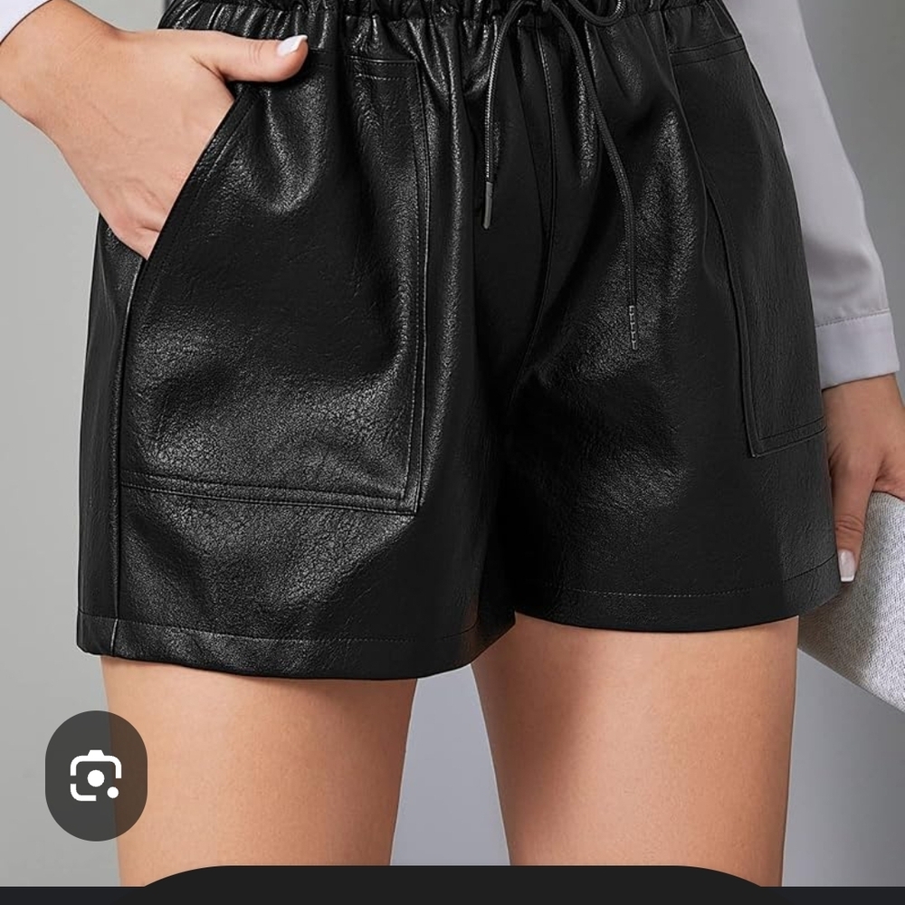 Women's Black Faux Leather Shorts